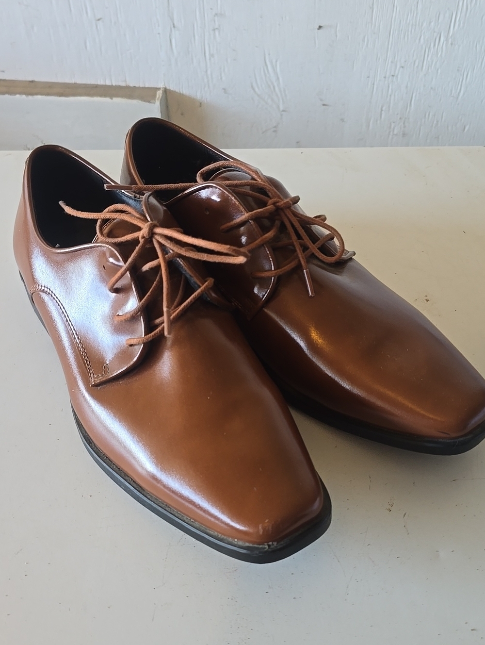 Joseph Abboud Men's Cognac Leather Derby Shoes